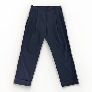 COS Womens Pleated Dress Pants Sz 10 Navy Blue Tapered Office Minimalist Neutral